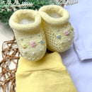 Conj Body Rococó Colorido; Mijão Amarelo e Sapatinho com rococó Amarelo