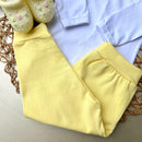 Conj Body Rococó Colorido; Mijão Amarelo e Sapatinho com rococó Amarelo