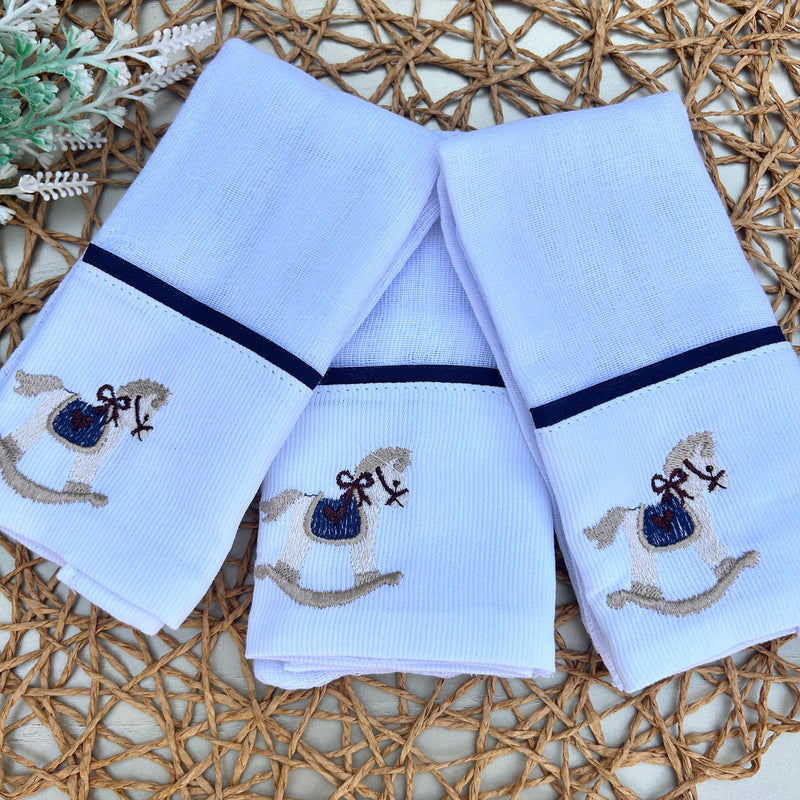 Kit Pano de Boca Cavalo Cela Azul Marinho