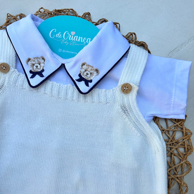 Romper, Body e Sapatinho com Prendedor de Chupeta