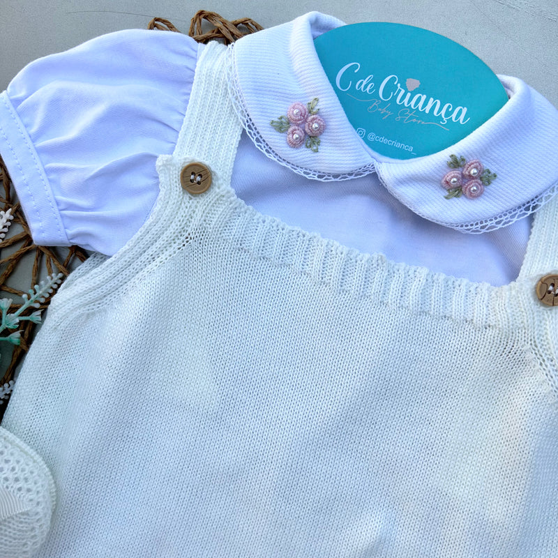 Romper, Body Rococó rosa e Sapatinho