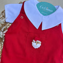 Romper Vermelho com Papai Noel + body em Algodão - Coleção Natal