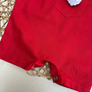 Romper Vermelho com Papai Noel + body em Algodão - Coleção Natal