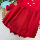 Romper em Linho Vermelho - Coleção Natal