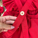 Romper em Linho Vermelho - Coleção Natal