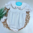 Romper em Linho Cru com Golinha - Coleção Natal