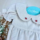 Romper em Linho Cru com Golinha - Coleção Natal