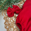 Romper em Linho Vermelho com Golinha - Coleção Natal