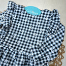 Romper em Linho Xadrez Azul Marinho - Coleção Natal