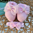 Sapatinho e Faixa Rosa - Pérola