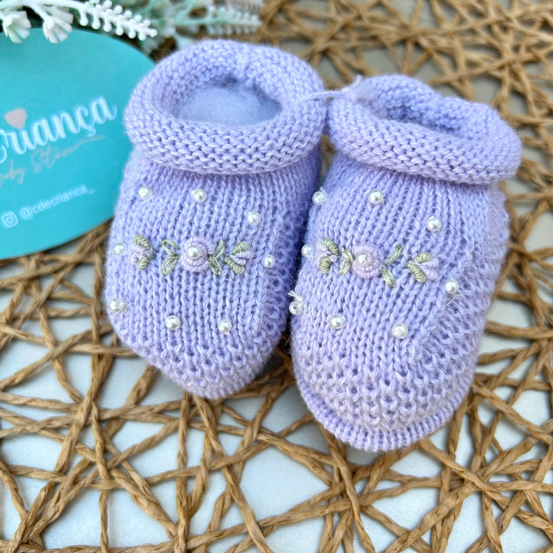 Sapatinho Lilás com Rococó e Pérolas