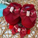 Sapatinho e Faixa Rococó Vermelho