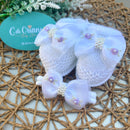 Sapatinho e Faixa Branco com Rococó Lilás