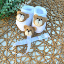 Sapatinho Branco Urso e Prendedor de Chupeta