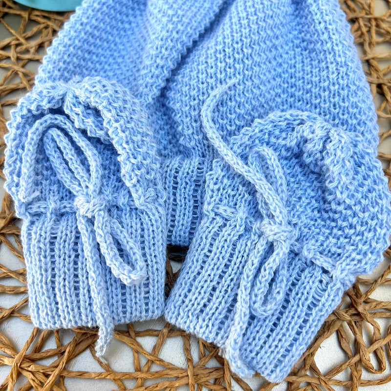 Kit Touca e Luva Azul Bebê