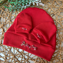 Touca e Luva vermelha com bordados em rococó