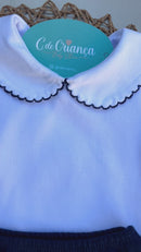 Body Picueta Manga Curta e Tapa Fralda Marinho