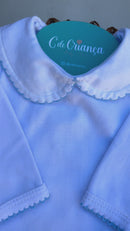 Body Picueta Manga Longa e Mijão Azul Bebê